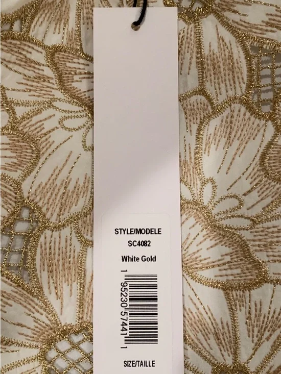 NWT- Badgley Mischka Strapless Gold & White Daisy Bow cocktail dress. Brand new! - Picture 8 of 10